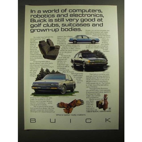 1987 Buick Skylark, Century and LeSabre Sedan Ad - World of Computers