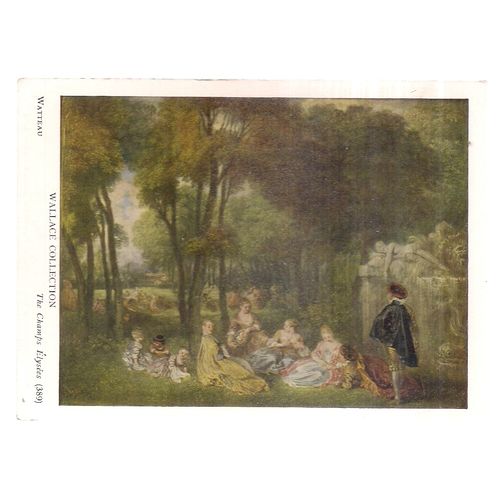 THE CHAMPS ELYSEES by Watteau unused vintage postcard Wallace collection =