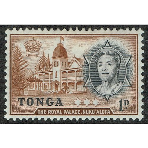 Tonga 1953 Definitive Issue 1d Black and Red Brown SG101 MM