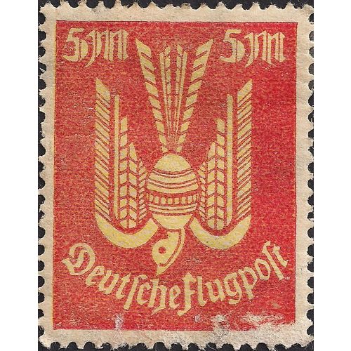 GERMANY, EMPIRE, Deutsche Flugpost, Wooden Bird, orange 1922, 5 Mark
