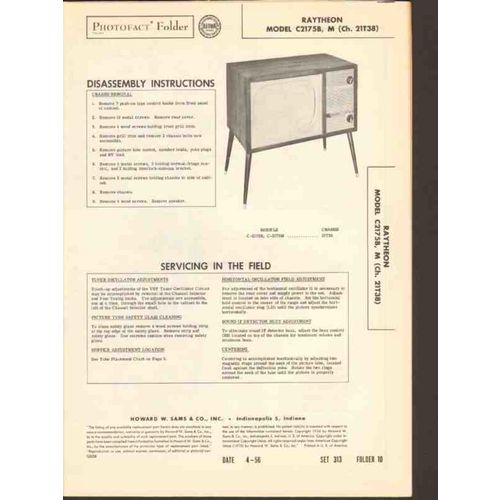RAYTHEON model C-2175x TV television receiver Sams Photofact manual