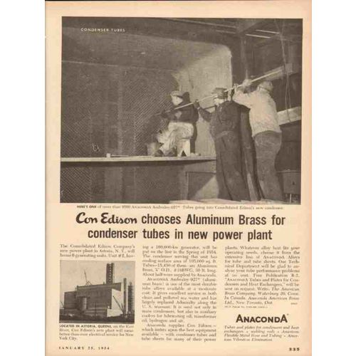 AMERICAN BRASS COMPANY 1954 Con Edison aluminum Anaconda vintage ad