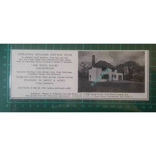 C1007) The White House Galleywood Essex House Sale Advert - 1964 Cutting