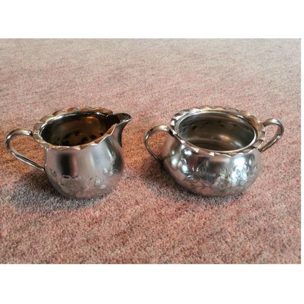 Antique Barbour Bros Co Quadruple Silver Plated Milk Jug & Sugar Bowl Tea Set