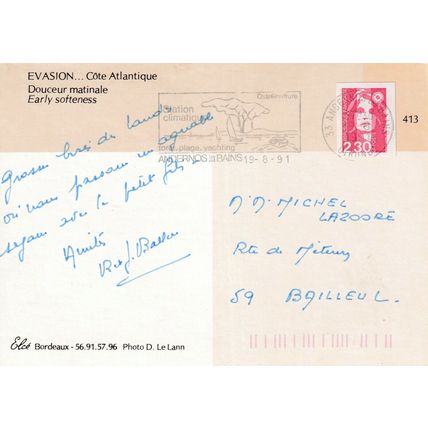 Cote Atlantique Early Softness France Postcard posted 1991 VGC
