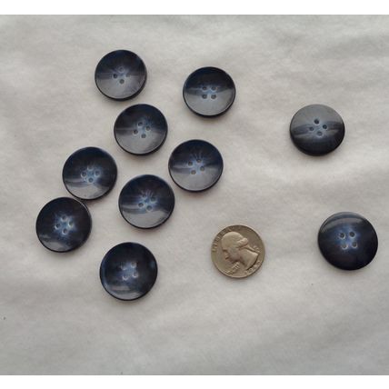 NN10 Dark Blue Coat Button 25mm 1 Inch 4 Hole 10 Pieces Sewing Crafting