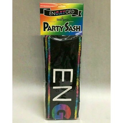 EnGAYged PRIDE Sash - Rainbow & Black - LGBTQ Engagement Party