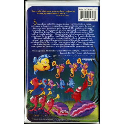 LITTLE MERMAID DISNEY ANIMATED CLASSIC VHS RECALLED COVER BLACK DIAMOND TESTED