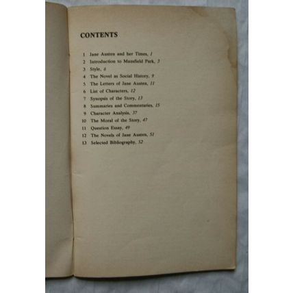 Coles Jane Austen Mansfield Park Notes
