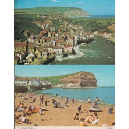 Staithes Beach Aerial 2x 1970s Postcard s