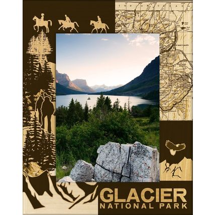 Glacier National Park Laser Engraved Wood Picture Frame Portrait (8 x 10)