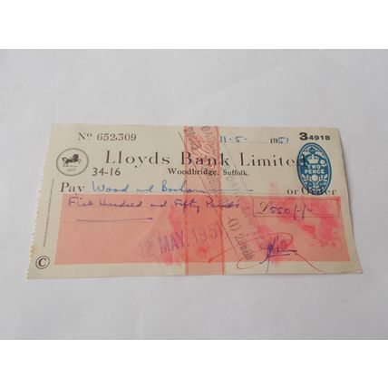 CHEQUE USED 11. 5. 51 .LLOYDS BANK (13/01)