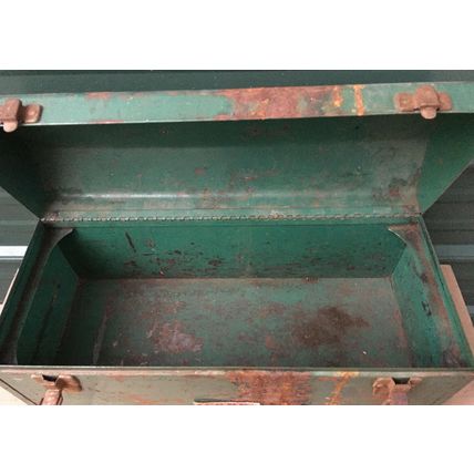 PARK 20H Metal Tool Box & Tray 20 x 8.25 x 9.5 vintage green steel