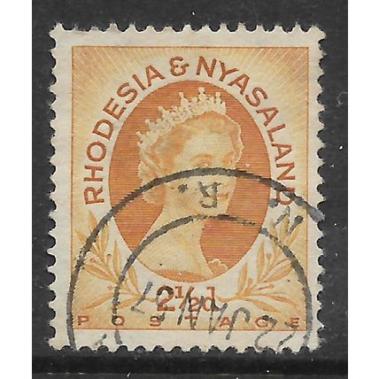 RHODESIA & NYASALAND 1954 2 1/2d OCHRE QE II SG 3a FINE USED#