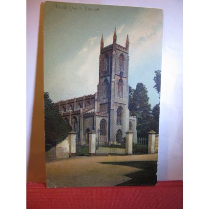 TRINITY CHURCH, EXMOUTH, DEVON used antique postcard by W Dawson local 1907 pm =