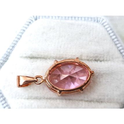 Pink Cubic Zirconia Swiss Star® Oval Pendant 14k Rose Gold Overlay 925 Silver