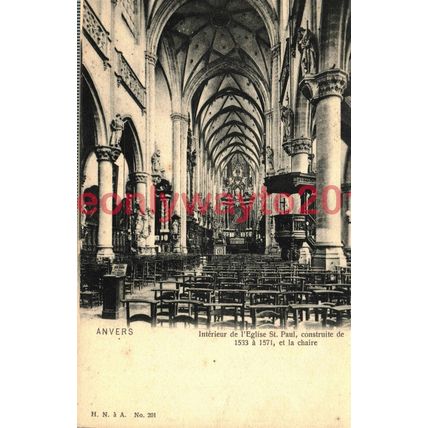 Anvers (Antwerp), Interieur St Paul, Belgium, 1910s, Postcard