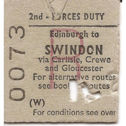 B.R.B. Edmondson Ticket - Edinburgh to Swindon