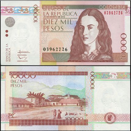 Colombia. Banknote 10000 pesos. 2012 (2014). Unc. Paper. Cat# P.453o