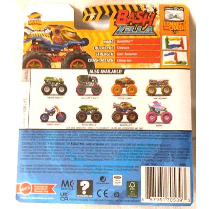 Hot Wheels 2023 Monster Trucks 1:64 Scale Bash Zilla Truck w/Crushed Car NEW!