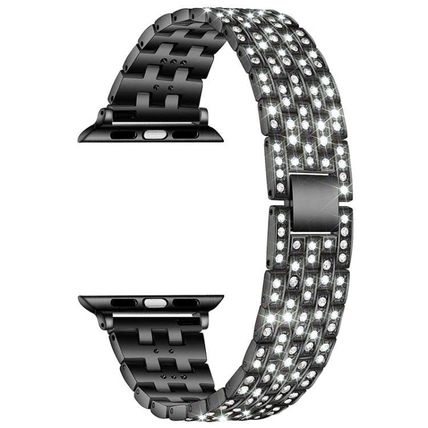 Five-beads Diamond Steel Replacement Strap Watchband For Apple Watch Series, 7 4