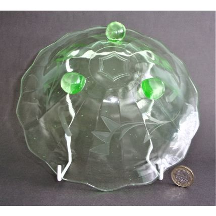 Rare Uranium Glass Art Deco "Mathilde" Bowl Walther & Sohne.