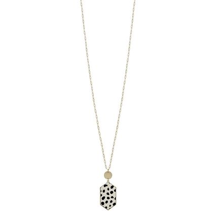 New Metal Chain Hexagon Leopard Pendant Long Necklace