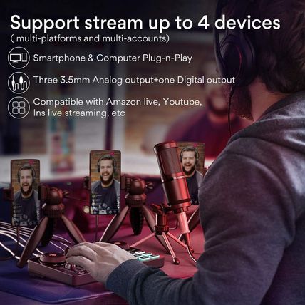 MAONO Podcast Equipment Bundle Audio Mixer All-In-One Podcast Production Studio