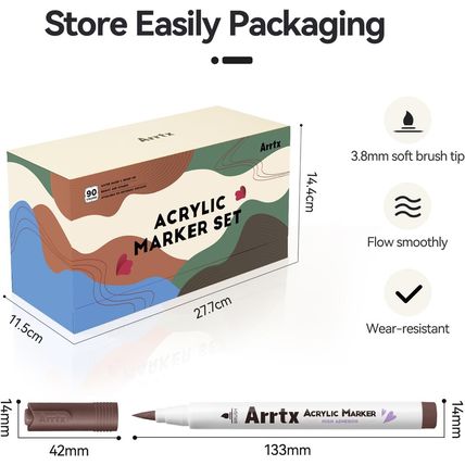 Arrtx 90 Colors Paint Markers, Acrylic Paint Pens for Artists Adults Coloring Dr