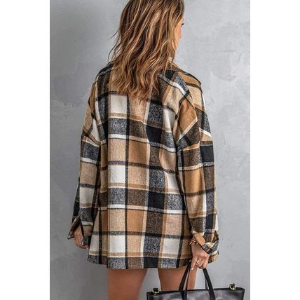 Plaid Print Buttoned Shirt Jacket