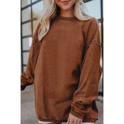 Chestnut Ribbed Corduroy Oversized Sweatshirt
