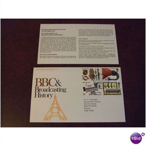 1972 GB BBC Broadcasting stamps PO FDC Special Edinburgh cancel TV camera