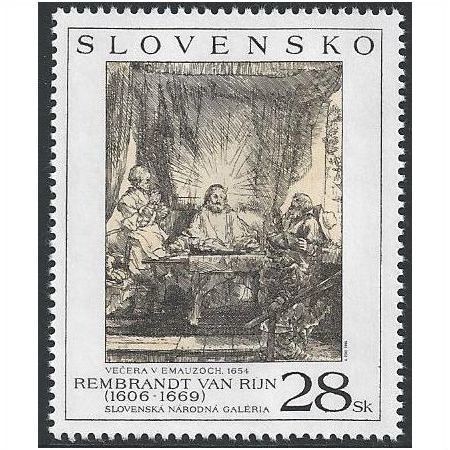 Slovakia Mi 523: 'Supper at Emmaus': Rembrandt van Rijn (1606 - 1669).