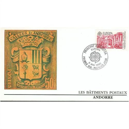Andorra FDC 1990 - SG F427-F428 - Europa Post Office Buildings