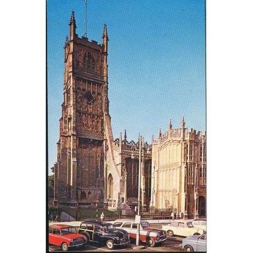Vintage Plastichrome PC c1960's - Parish Church, Cirencester, Gloucestershire