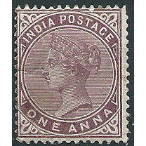 India 1883 SG88 1a Brown-Purple Mounted Mint ... .
