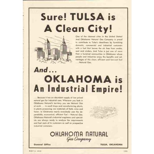 oklahoma natural gas company 1950 tulsa clean city vintage ad