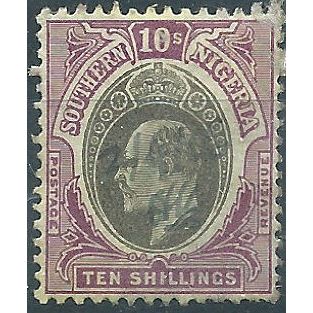 Southern Nigeria 1903 SG19 10/- Grey-Black & Purple/Yellow Mounted Mint . . ..