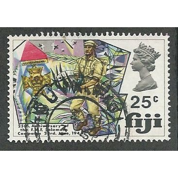 FIJ 1969 25c 'FIJIAN MILITARY FORCES - SOLOMANS CAMPAIGN' FINE USED (EBID48-222)