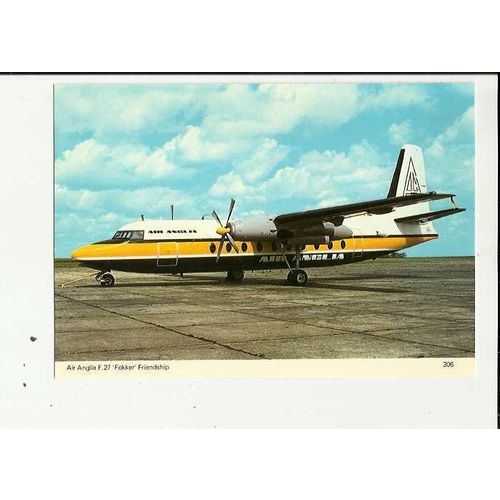 Aviation AIR ANGLIA F27 FOKKER Postcard by Skilton & Fry (306)