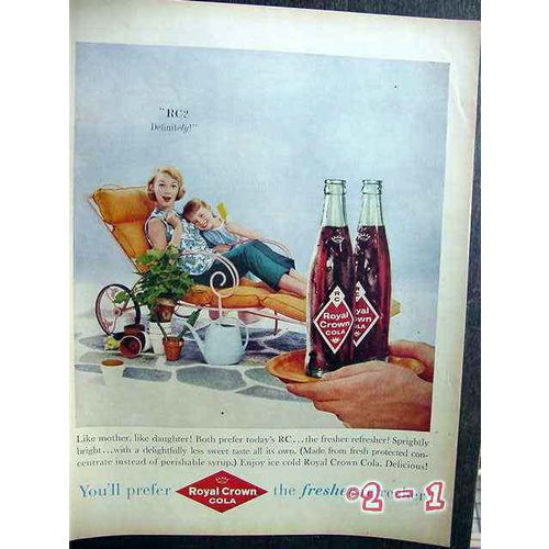 ROYAL CROWN COLA 1959 Mother Daughter RC vintage ad