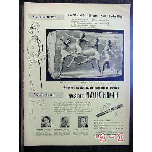 PLAYTEX PINK ICE GIRDLE 1950 invisable lingerie vintage ad