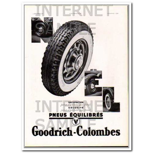 GOODRICH-COLOMBES 1937 French Christmas Noel car tires vintage ad