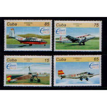 CUBA 1996 AIRCRAFT SET 4 VALS U/M MINT #3