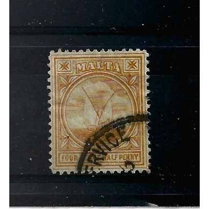 Malta.SG58 4 1/2d Gozo Fishing Boat (Orange).Fine Used.Apr25a