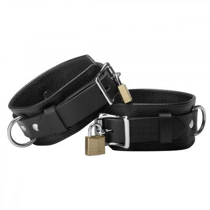 Strict Leather Deluxe Locking Ankle Cuffs Bondage S&M Restraints BDSM Slave REAL