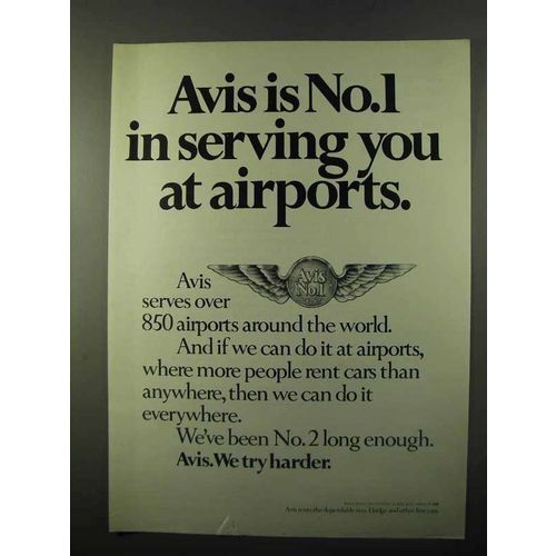 1971 Avis Rent-a-Car Ad - Serving You At Airports