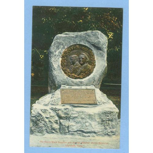 CT Litchfield Henry Ward Beecher and Harriet Beecher Stowe Memorial View O~512
