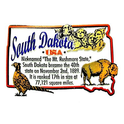 South Dakota the Mt. Rushmore State Outline Montage Fridge Magnet