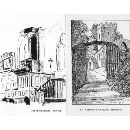 St Andrews Church Thurning Northamptonshire 2x Artist Postcard s
